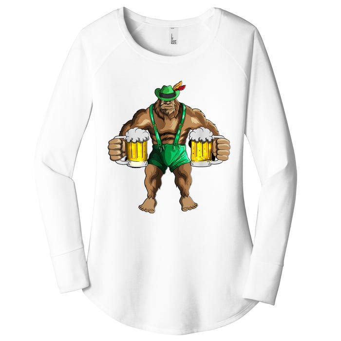 Beer Drinker Bigfoot In Leather Pants Beer Glasses Women's Perfect Tri Tunic Long Sleeve Shirt