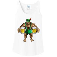 Beer Drinker Bigfoot In Leather Pants Beer Glasses Ladies Essential Tank