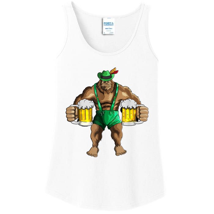 Beer Drinker Bigfoot In Leather Pants Beer Glasses Ladies Essential Tank