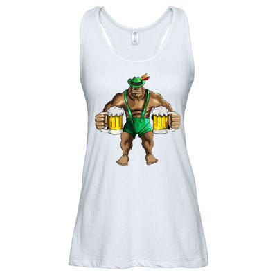 Beer Drinker Bigfoot In Leather Pants Beer Glasses Ladies Essential Flowy Tank
