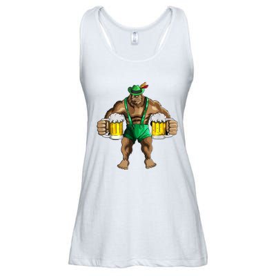 Beer Drinker Bigfoot In Leather Pants Beer Glasses Ladies Essential Flowy Tank