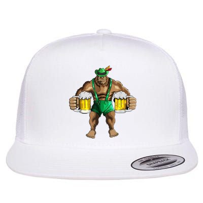 Beer Drinker Bigfoot In Leather Pants Beer Glasses Flatbill Hat