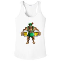 Beer Drinker Bigfoot In Leather Pants Beer Glasses Ladies PosiCharge Competitor Racerback Tank