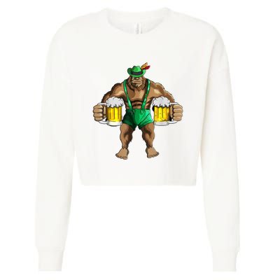 Beer Drinker Bigfoot In Leather Pants Beer Glasses Cropped Pullover Crew