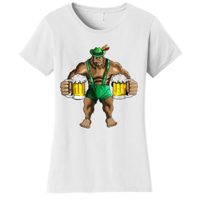 Beer Drinker Bigfoot In Leather Pants Beer Glasses Women's T-Shirt