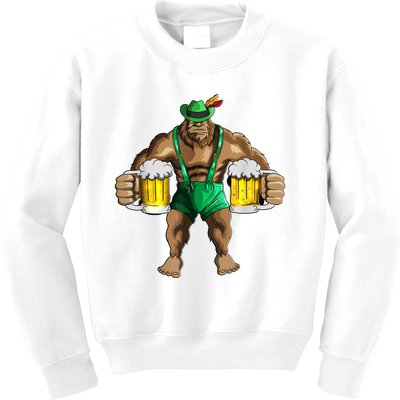 Beer Drinker Bigfoot In Leather Pants Beer Glasses Kids Sweatshirt