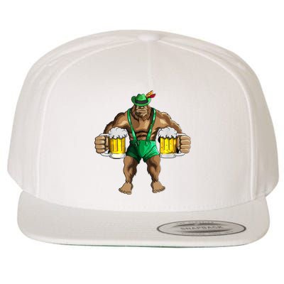 Beer Drinker Bigfoot In Leather Pants Beer Glasses Wool Snapback Cap