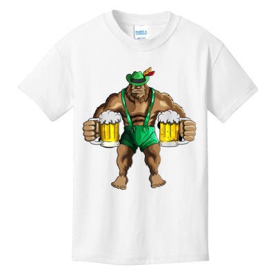 Beer Drinker Bigfoot In Leather Pants Beer Glasses Kids T-Shirt