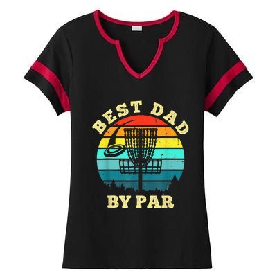 Best Dad By Par Disc Golf Funny Frisbee Golfer Father's Ladies Halftime Notch Neck Tee