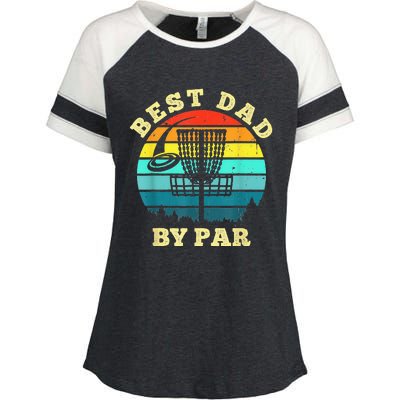 Best Dad By Par Disc Golf Funny Frisbee Golfer Father's Enza Ladies Jersey Colorblock Tee