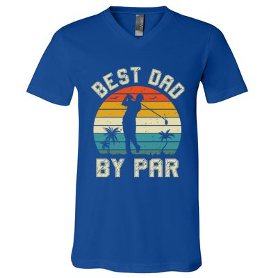 Best Dad By Par Retro Vintage FatherS Day Golf Lover Golfer Cool Gift V-Neck T-Shirt