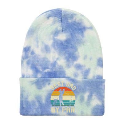 Best Dad By Par Retro Vintage FatherS Day Golf Lover Golfer Cool Gift Tie Dye 12in Knit Beanie