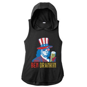 Ben Drankin Beer Benjamin Franklin 4th Of July Usa Flag Gift Ladies PosiCharge Tri-Blend Wicking Draft Hoodie Tank