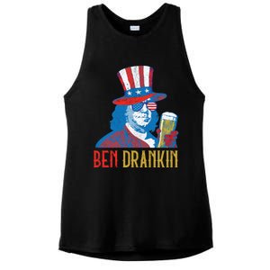 Ben Drankin Beer Benjamin Franklin 4th Of July Usa Flag Gift Ladies PosiCharge Tri-Blend Wicking Tank