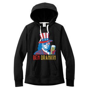 Ben Drankin Beer Benjamin Franklin 4th Of July Usa Flag Gift Women's Fleece Hoodie