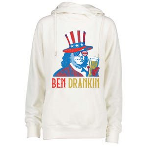 Ben Drankin Beer Benjamin Franklin 4th Of July Usa Flag Gift Womens Funnel Neck Pullover Hood