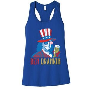 Ben Drankin Beer Benjamin Franklin 4th Of July Usa Flag Gift Women's Racerback Tank