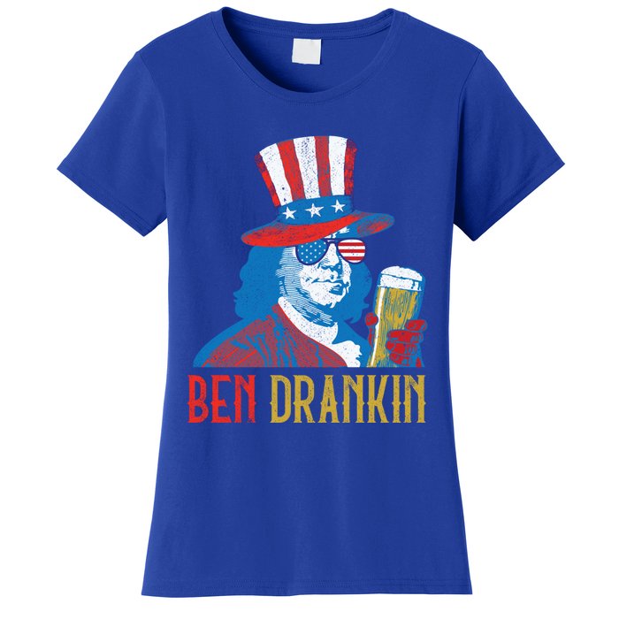 Ben Drankin Beer Benjamin Franklin 4th Of July Usa Flag Gift Women's T-Shirt