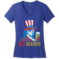 Ben Drankin Beer Benjamin Franklin 4th Of July Usa Flag Gift Women's V-Neck T-Shirt