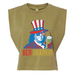 Ben Drankin Beer Benjamin Franklin 4th Of July Usa Flag Gift Garment-Dyed Women's Muscle Tee