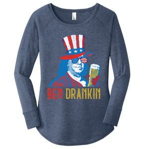 Ben Drankin Beer Benjamin Franklin 4th Of July Usa Flag Gift Women's Perfect Tri Tunic Long Sleeve Shirt