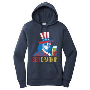 Ben Drankin Beer Benjamin Franklin 4th Of July Usa Flag Gift Women's Pullover Hoodie