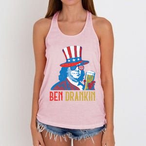 Ben Drankin Beer Benjamin Franklin 4th Of July Usa Flag Gift Women's Knotted Racerback Tank