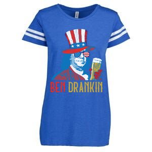 Ben Drankin Beer Benjamin Franklin 4th Of July Usa Flag Gift Enza Ladies Jersey Football T-Shirt