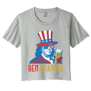 Ben Drankin Beer Benjamin Franklin 4th Of July Usa Flag Gift Women's Crop Top Tee