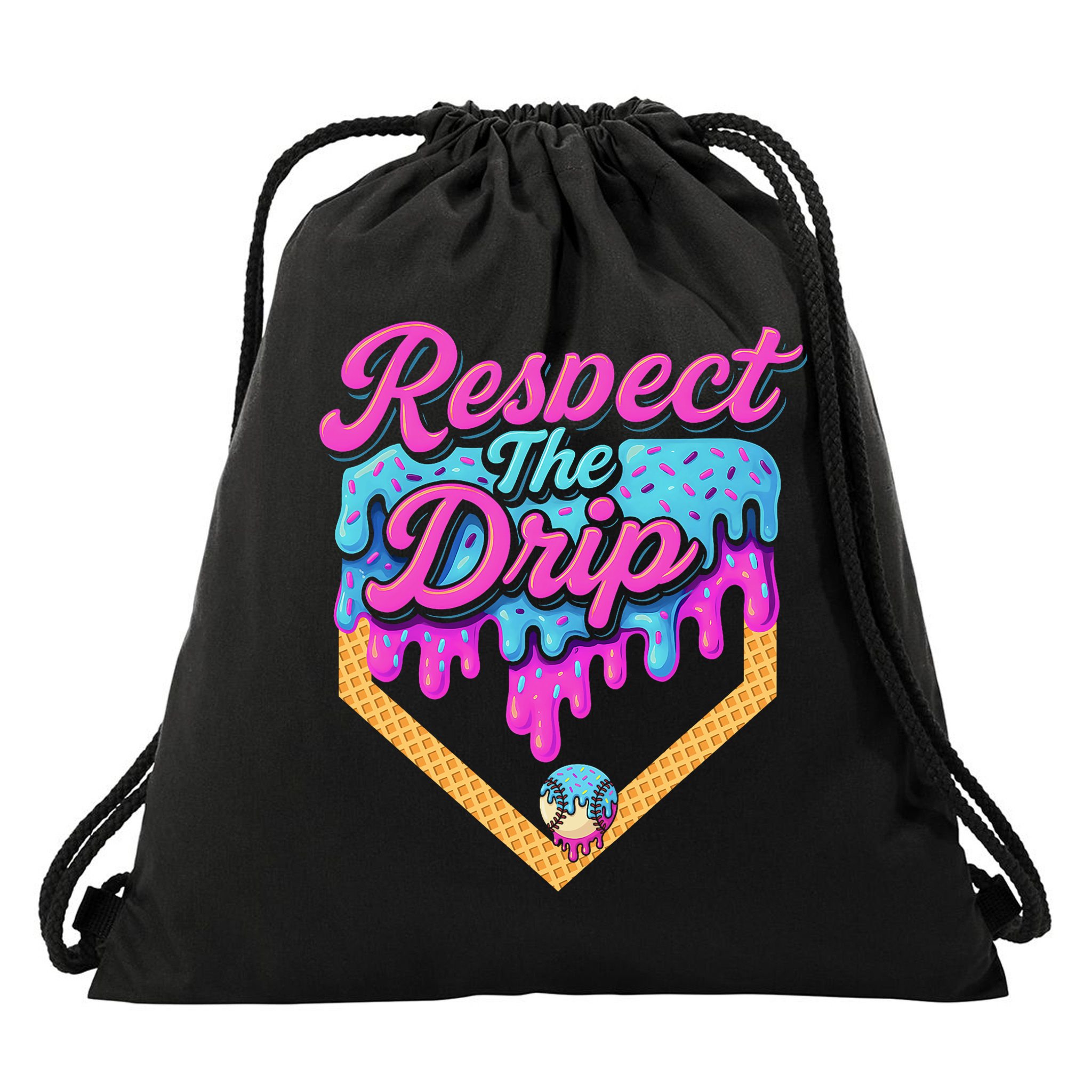 Baseball Drip B.oys Home Plate Ice Cream Respect The Drip Drawstring Bag