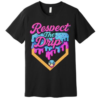Baseball Drip B.oys Home Plate Ice Cream Respect The Drip Premium T-Shirt