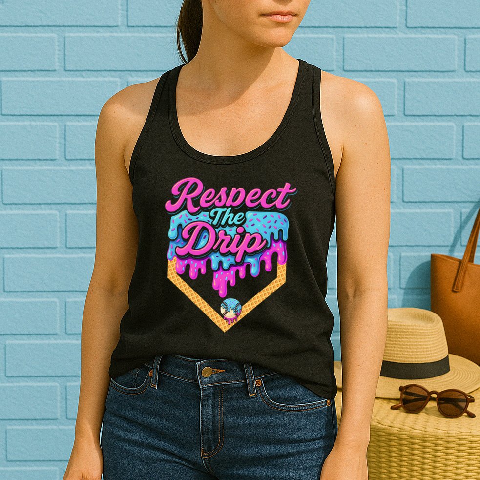 Baseball Drip B.oys Home Plate Ice Cream Respect The Drip Womens Tank Top