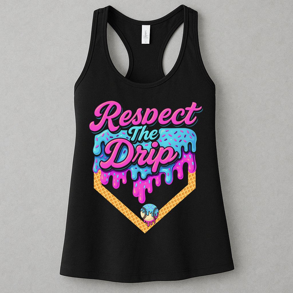 Baseball Drip B.oys Home Plate Ice Cream Respect The Drip Womens Tank Top