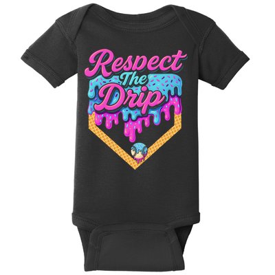 Baseball Drip B.oys Home Plate Ice Cream Respect The Drip Baby Bodysuit