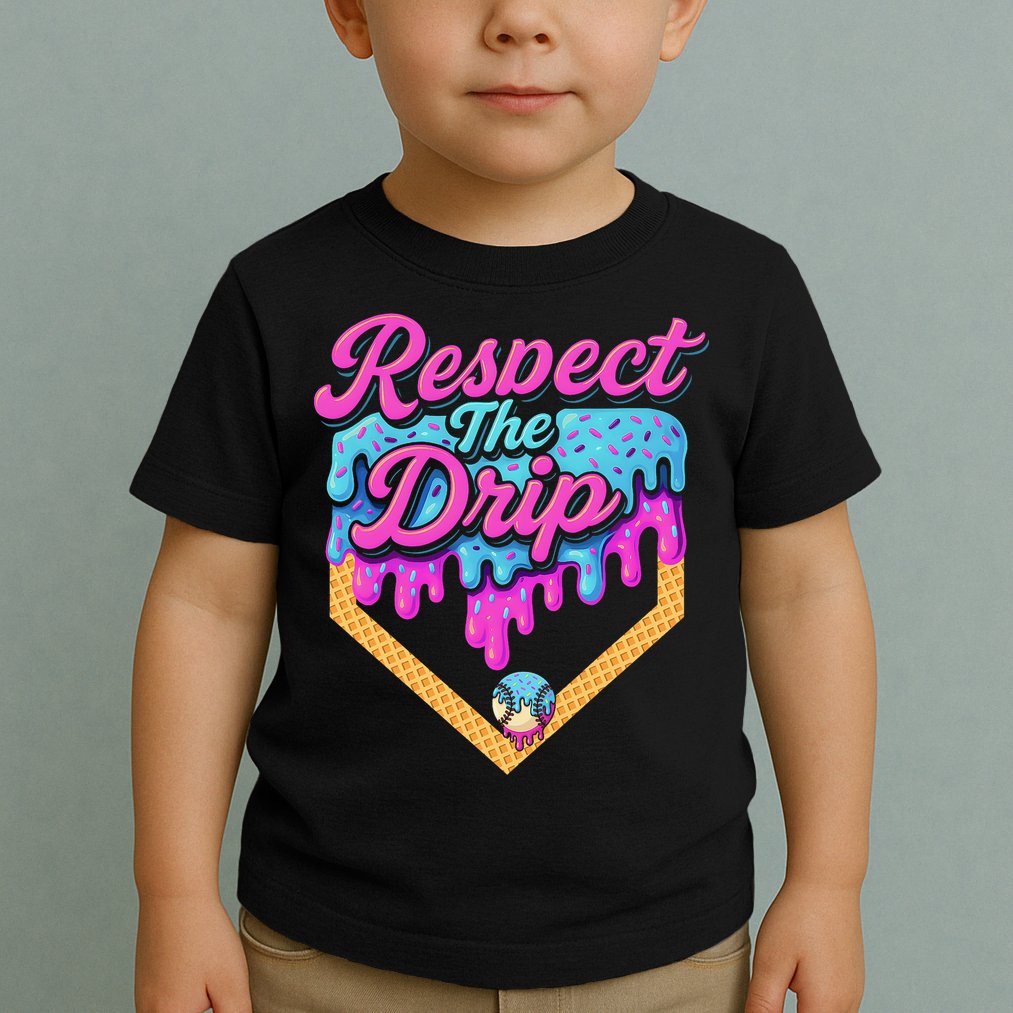 Baseball Drip B.oys Home Plate Ice Cream Respect The Drip Toddler T-Shirt