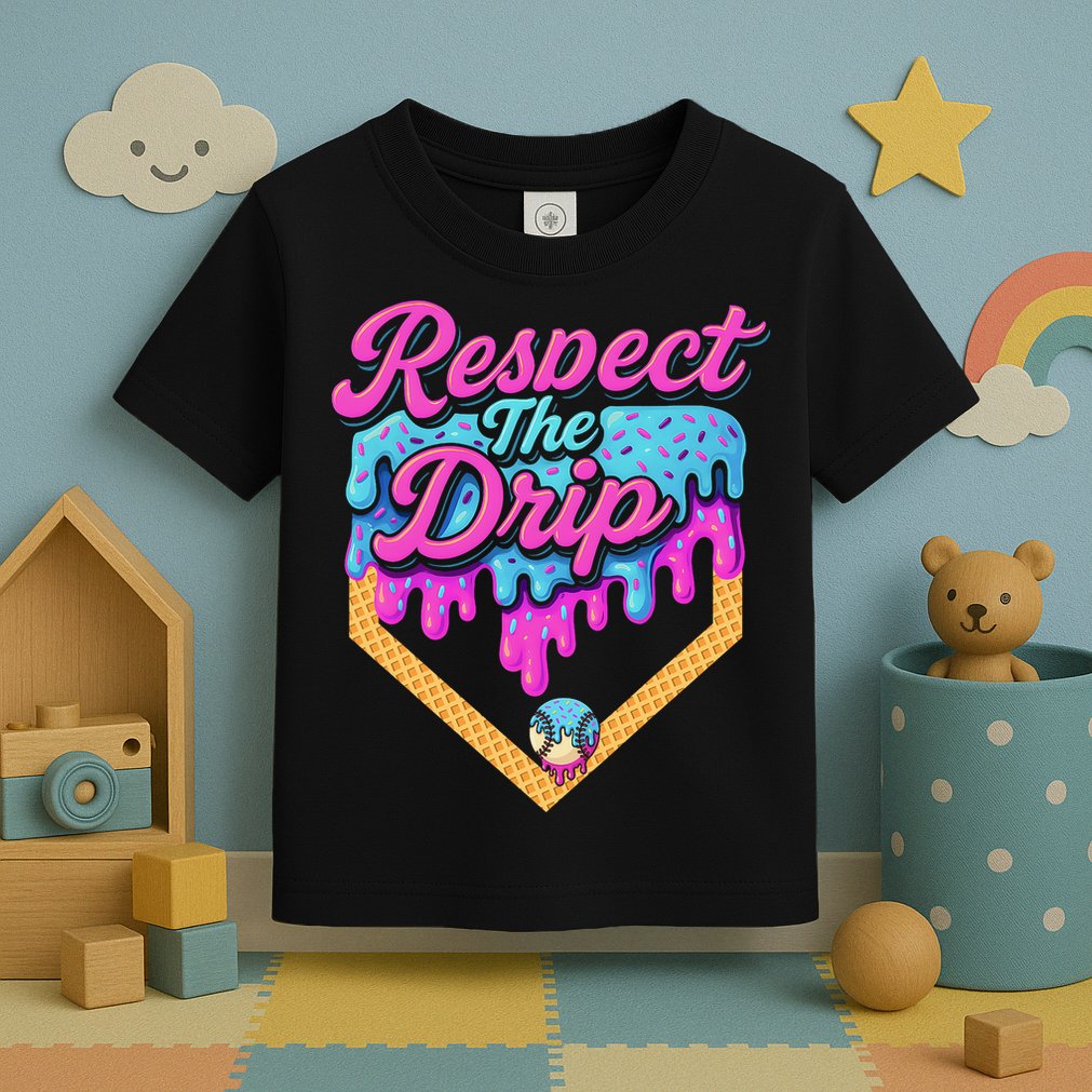 Baseball Drip B.oys Home Plate Ice Cream Respect The Drip Toddler T-Shirt