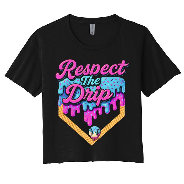 Baseball Drip B.oys Home Plate Ice Cream Respect The Drip Crop Top