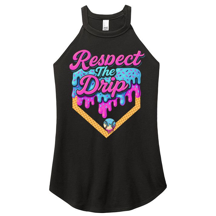 Baseball Drip B.oys Home Plate Ice Cream Respect The Drip Women's Perfect Tri Rocker Tank