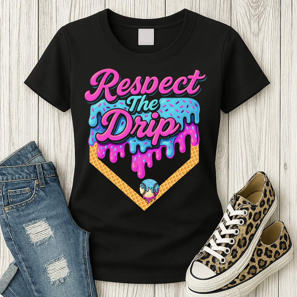 Baseball Drip B.oys Home Plate Ice Cream Respect The Drip Womens T-Shirt