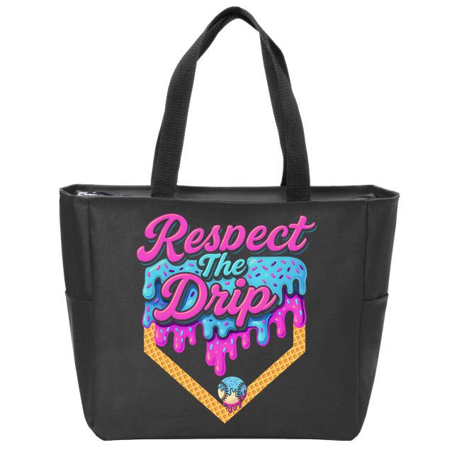 Baseball Drip B.oys Home Plate Ice Cream Respect The Drip Zip Tote Bag