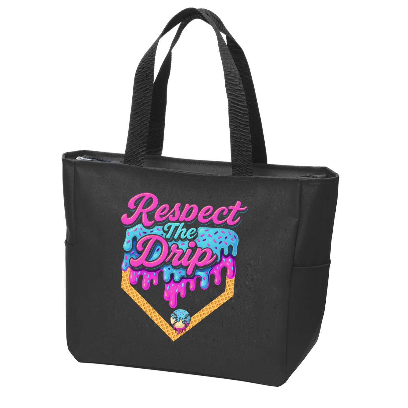 Baseball Drip B.oys Home Plate Ice Cream Respect The Drip Zip Tote Bag