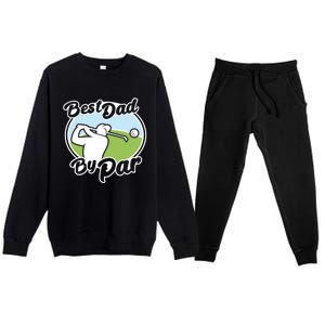 Best Dad By Par Funny Father's Day Golf Funny Gift Premium Crewneck Sweatsuit Set