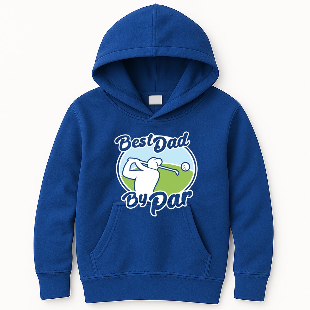 Best Dad By Par Funny Father's Day Golf Funny Gift Kids Hoodie