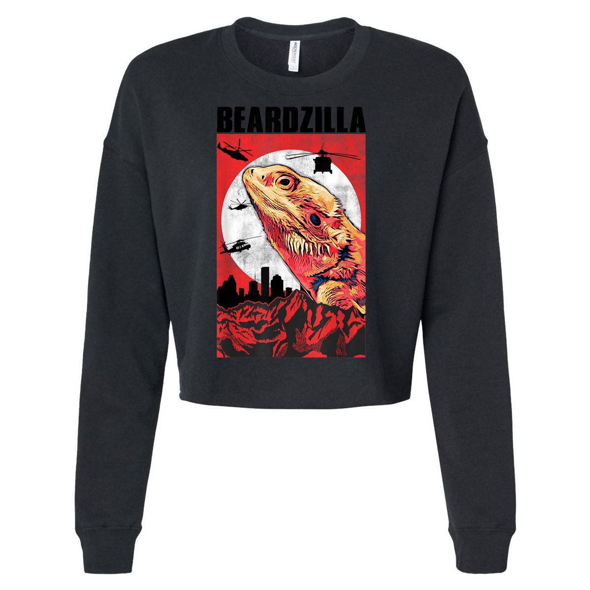 Bearded Dragon Beardzilla Funny Bearded Dragon Cropped Pullover Crew