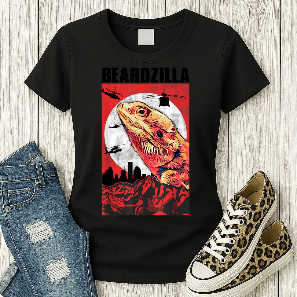 Bearded Dragon Beardzilla Funny Bearded Dragon Womens T-Shirt