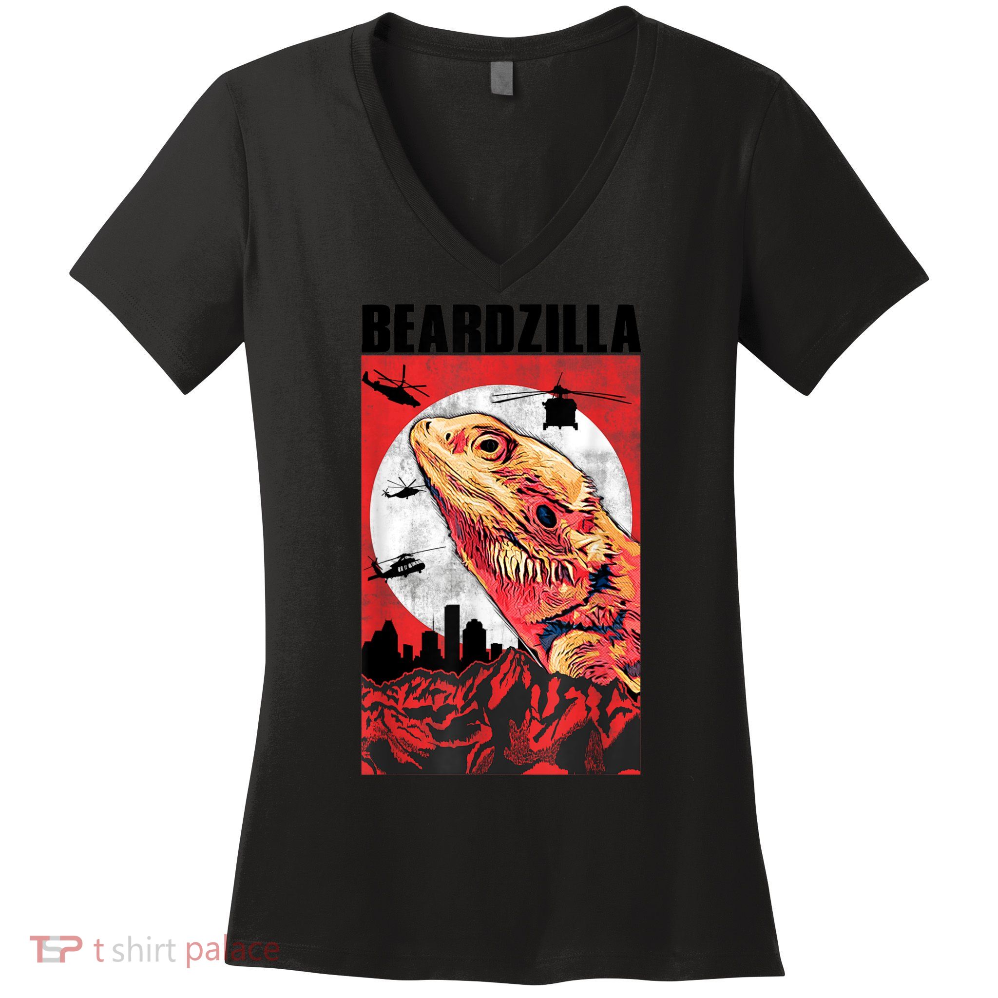 Bearded Dragon Beardzilla Funny Bearded Dragon Women's V-Neck T-Shirt