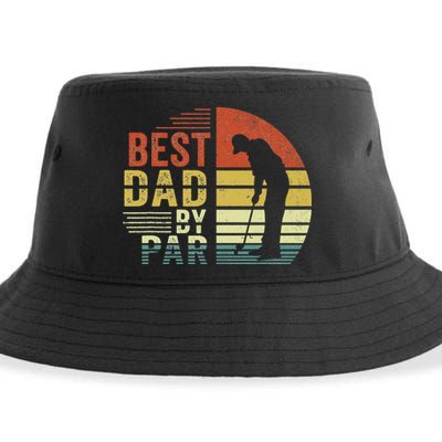 Best Dad By Par Golf Golfer Vintage Father's Day Sustainable Bucket Hat