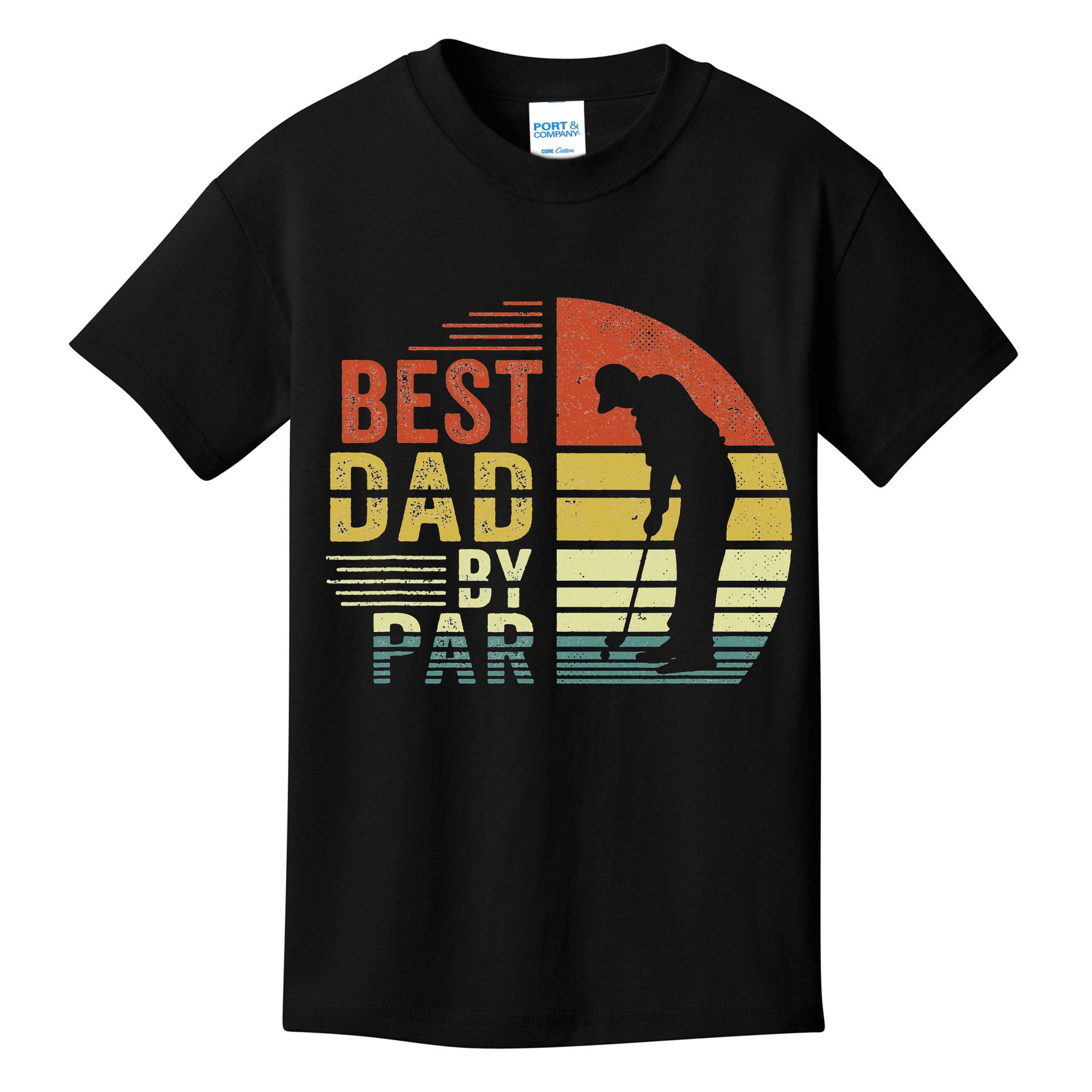 Best Dad By Par Golf Golfer Vintage Father's Day Kids T-Shirt