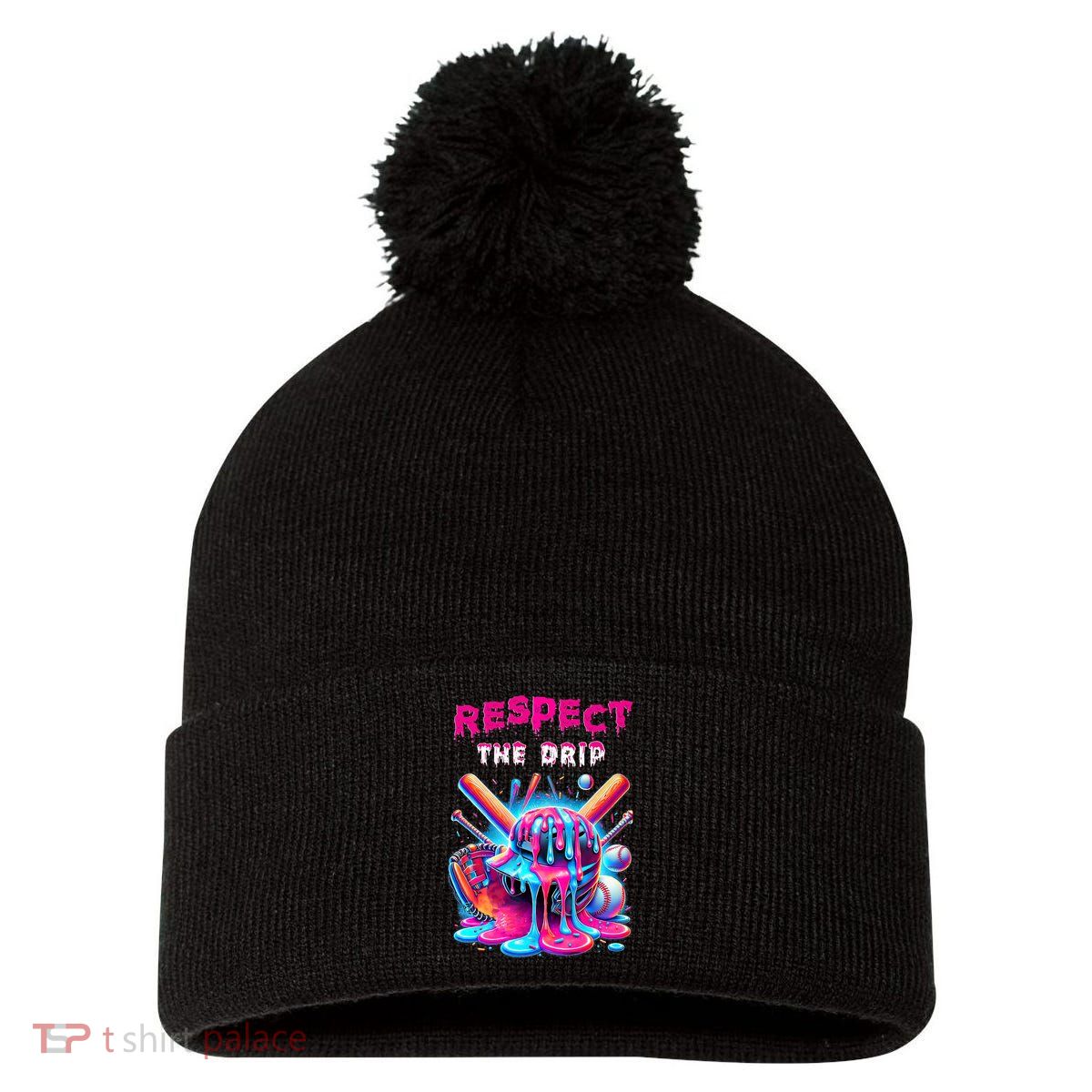 Baseball Drip B.oys Ice Cream Drip Yout.h Respect The Drip Pom Pom 12in Knit Beanie