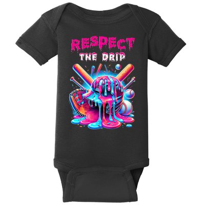 Baseball Drip B.oys Ice Cream Drip Yout.h Respect The Drip Baby Bodysuit